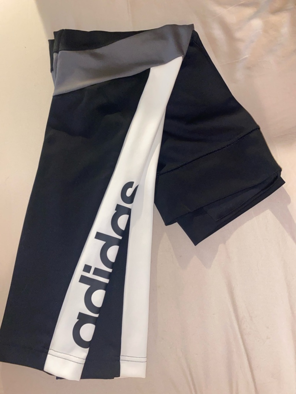 adidas Black and White Logo Side-Stripe Leggings size M